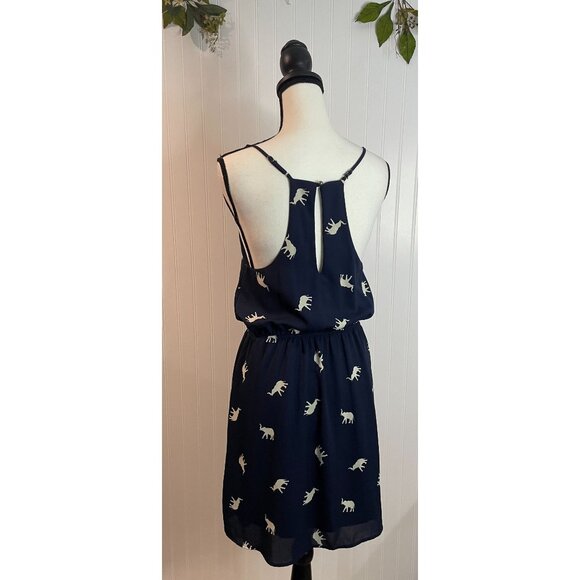 Everly Navy Sleeveless Dress With Elephant Print & Adjustable Straps Size S - Picture 2 of 13